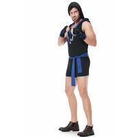 Costume de Ninja Assassin pour Homme avec Ceinture et Gants, Tenue de Cosplay d'Halloween, Design Dragon Bleu, Polyester, Quatre Saisons