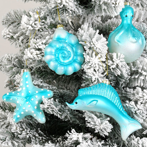 Adornos de cristal festivos de la serie Marina para Navidad, colgantes de cristal pintados artesanales, accesorios para bodas, decoración de ventanas, sirena - Product Image 3