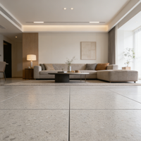 Dalle de terrazzo blanche grand format moderne YDSTONE avec copeaux blancs, pierre de terrazzo artificielle polie pour revêtements de sol et escaliers