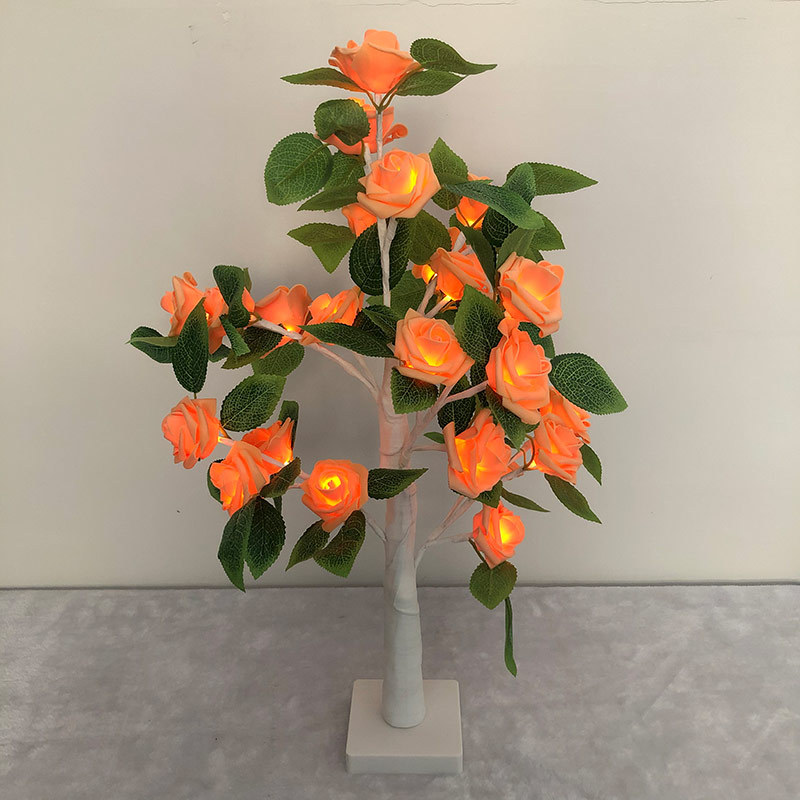 Fondo blanco naranja verde hojas Rosa árbol lámpara