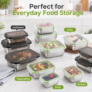 304 Stainless Steel Square <b>Lunch</b> Containers Microwave Airtight Bento Box Stackable Leak Proof Portable Thermal <b>Lunch</b> Box Adults - Product Image 4