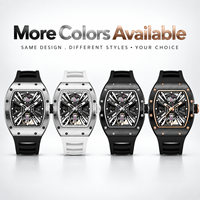 Montre mécanique squelette personnalisée pour homme, cadran ouvert, design de luxe, collection de montres-bracelets en gros pour marques de vente en ligne