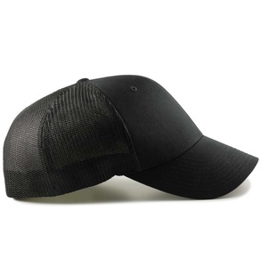 Wholesale PIHA SPORTS Custom Print Mesh <b>Black</b> Denim Unisex Trucker Hat 5 Panel High Profile 2 Side Stripe Embroidery Logo Spring - Product Image 5
