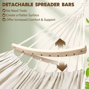 <span class=keywords><strong>Hamac</strong></span> double <span class=keywords><strong>XXL</strong></span> avec barres détachables, toile épaisse anti-retournement, portable pour usage extérieur, comprend un sac et des cordes - Product Image 6