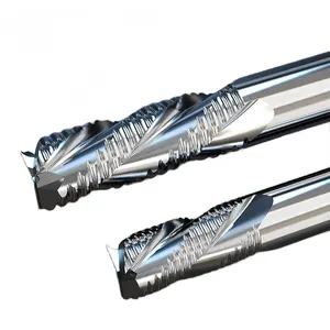 Fresa de desbaste en espiral HRC32 de tres flautas, acero de alta velocidad, aluminio, fresadora de extremo completamente molida, herramientas de enrutador cnc