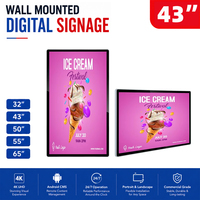 KINGONE Pantalla 2K 4K para Interiores de 32 43 55 Pulgadas, Reproductor de Video Android Montado en Pared, Monitor de Pantalla LCD para Publicidad, Señalización Digital
