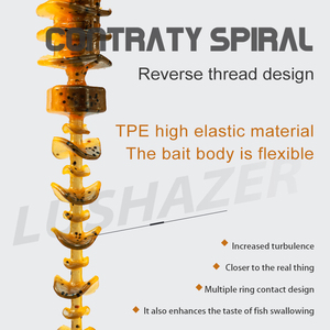 เหยื่อตกปลา LUSHAZER 10 ชิ้น/ถุง เหยื่อปลอมแบบลอยน้ำ TPE รูปหนอน ขนาด 65 มม. 75 มม. 85 มม. เหยื่อตกปลา เหยื่อแมลง เหยื่อยาง เหยื่อปลอมเหมือนจริง - Product Image 4