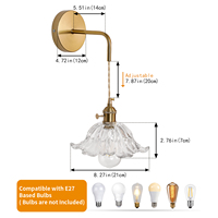Lampe murale européenne pour chambre à coucher, design en verre transparent en forme de pétale, éclairage décoratif pour chambre à coucher, couloir, escalier