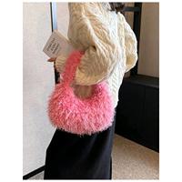 Nouveau sac à main carré en fourrure à pompons pour femme, automne/hiver, mignon, en peluche, petit, ouvert, sans bretelles, à porter sous le bras, polyvalent, couleur bonbon