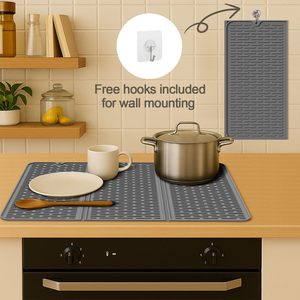 Tapis de séchage pliable en silicone 27"X19.5" extra-large pour comptoir de cuisine, égouttoir et protecteur multi-usages - Product Image 6