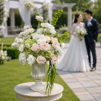 Boule de fleurs artificielles en bois VA-266, toucher réel, couleurs rose, vert, blanc, pour mariage, scène, allée, table d'événement