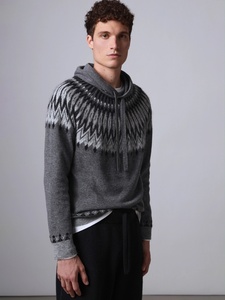 A/W 2026 Vente en gros Sweat à capuche en tricot jacquard Fair <span class=keywords><strong>Isle</strong></span> pour hommes en laine mérinos - Product Image 2