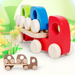 Colorido conjunto de vehículos de madera camión de madera para que los niños se diviertan - Product Image 5