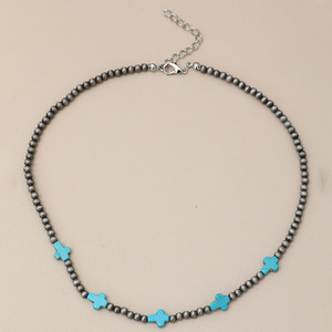 Venta caliente collar de cuentas de turquesa Retro turquesa Cruz empalmado <span class=keywords><strong>Navajo</strong></span> perla collar de moda - Product Image 6