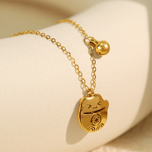 สร้อยคอจี้รูปแมวการ์ตูน ทอง โลหะผสมสังกะสี ของขวัญเครื่องประดับธีมแมว - Product Image 1
