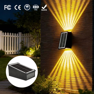 Lámpara <span class=keywords><strong>Solar</strong></span> de Pared de Alta Luminosidad con Iluminación Dispersa Hacia Arriba y Hacia Abajo, <span class=keywords><strong>Sensor</strong></span> de <span class=keywords><strong>Luz</strong></span>, IP65 Impermeable, Decoración para Jardín y Cercas - Product Image 1