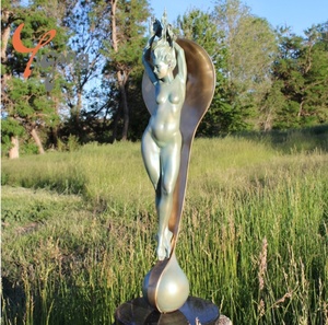 Escultura de Bronce de Diseño Personalizado, Curvas Fluidas, Líneas Danzantes, Técnica de Fundición, Obra de Arte Femenina 'Diosa del <span class=keywords><strong>Amanecer</strong></span>' - Product Image 1
