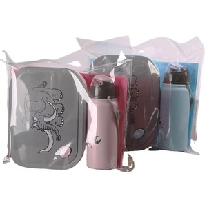 Boîte à lunch à motif d'éléphant de dessin animé avec ensembles de gourdes, compartiment de qualité alimentaire, compatible avec le four à micro-ondes, stockage portable, isolé - Product Image 6