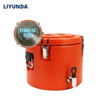 Liyunda Commercial Seau Isolé Rouge Grande Capacité 3 PCS Set 10-30-50L Rond En Plastique Glacière Ensemble avec SUS 304 Réservoir Intérieur