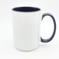 AGH Nouvelle conception Tasse à café en céramique blanche vierge de 15 oz pour sublimation avec poignée et intérieur noirs
