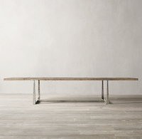 Mobilier de salle à manger américain en bois massif table d'artisanat forgée Hotel Villa peut être personnalisé taille