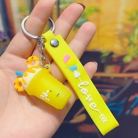 Porte-clés et pendentifs de sac mignons et kawaii, style dessin animé, thé au lait boba et crème glacée 3D, pour enfants et filles