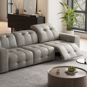 Divano Reclinabile Elettrico in Vera Pelle Personalizzabile, Stile Minimalista Italiano per Soggiorno - Product Image 2