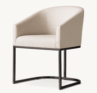 Fauteuil de salle à manger en tissu avec accoudoirs inclinés, base en acier inoxydable de couleur personnalisée, de haute qualité, de style postmoderne, pour salon et hôtel