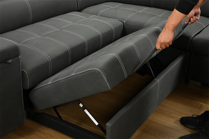 Modern 2 in 1 Convertible Sofa <strong>Bed</strong> with Let Out <strong>Bed</strong> Chaise <strong>Lounge</strong> L Shaped <strong>Couches</strong> with Storage Ottoman Adjustable Headrest - Product Image 5