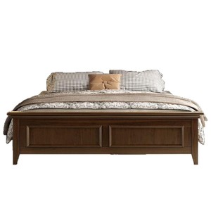 Cama de Plataforma de Madera Maciza Estilo Americano, Tamaño King, con Almacenamiento, para Recámara Principal, Diseño Clásico Europeo - Product Image 1