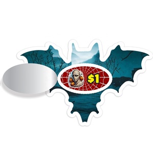 Billets de jeu à gratter « Chauves-souris effrayantes » : Gagnez gros ! Conception personnalisée, papier gris, tailles sur mesure, impression numérique pour Halloween aux États-Unis - Product Image 3