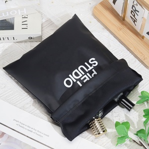 Custom Logo Printed Black <b>Drawstring</b> Pu Leather <b>Makeup</b> Power Bank Packaging <b>Bag</b> Waterproof Leather Cosmetic Pouch - Product Image 5