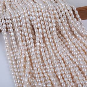 Promotion de perles de riz blanc naturel 6-7 mm, perles d'eau douce en vrac, couleur rose, Zhuji, collier et bracelet DIY - Product Image 3