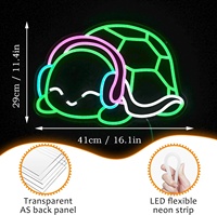 En gros, Enseigne néon murale artistique en forme de tortue fluorescente, Décoration lumineuse directionnelle multicolore avec contrôle Bluetooth