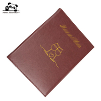Couverture de menu en cuir PU avec coins de style album photo et dorure à chaud personnalisée, impression personnalisée, passage facile entre les pages, Panda Hospitality Custom