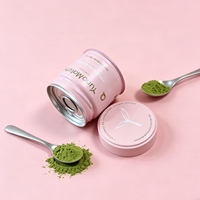 Boîte en métal ronde personnalisée pour matcha, 30g, avec joint intérieur et double couvercle, pour thé vert, café, épices
