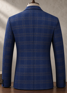 Trajes de Hombre de Negocios OEM al por Mayor, Novedad, Blazer de Lujo Cruzado <span class=keywords><strong>Azul</strong></span>, Trajes de Boda Ajustados - Product Image 3