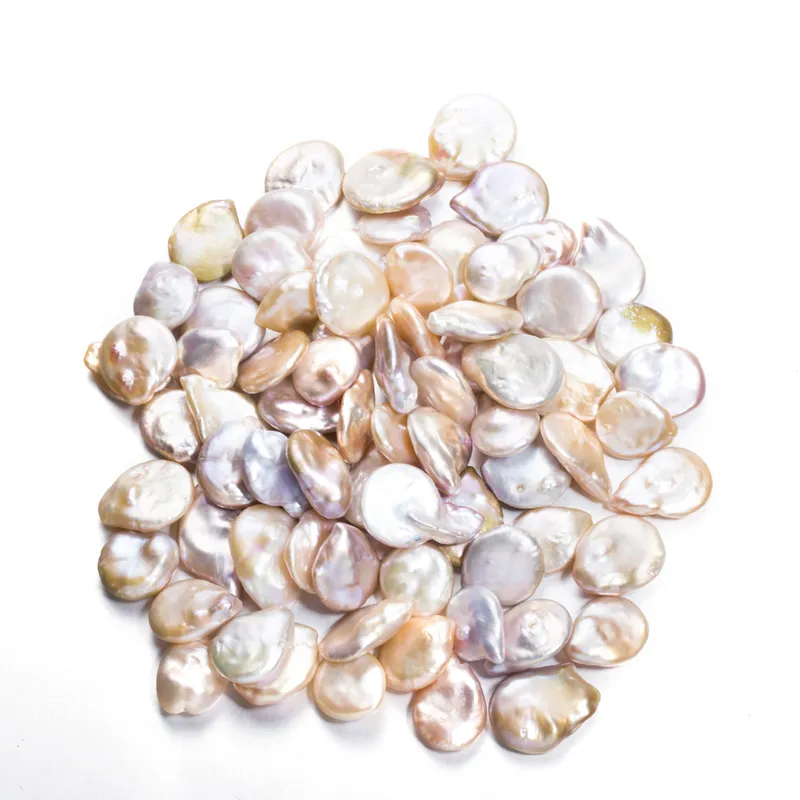 Perlas barrocas de agua dulce, perlas asimétricas cultivadas en forma de moneda grande AA de 18-20mm
