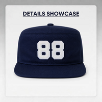 Casquette plate personnalisée avec broderie 88, en sergé de coton, ajustable, unisexe, bleu marine, style streetwear, fournisseur en gros