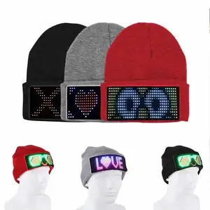 LED Display Beanie Hat Smart APP DIY Cap for Costumes Cosplay Party Masquerade led Screen Light up Cap