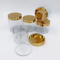 Leere 250ml runde klare schwarz braune Roségold Deckel kosmetische Plastik gläser 500ml 2oz 4oz 8oz 16oz Gläser mit bling Gold deckel
