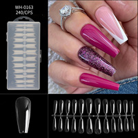 Pointes en acrylique en forme d'amande 240pcs Pointes à ongles à presser avec étui pour femmes filles DIY Nails