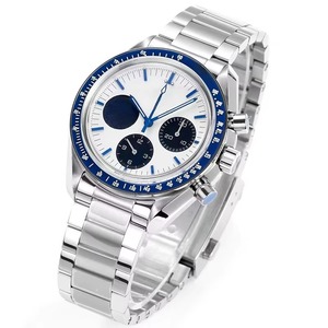 Luxury Cartoon Blue Ceramic Case White Dial Stainless Steel Chronograph Tachymeter <b>Waterproof</b> Sapphire Unisex <b>Watch</b> - Product Image 1