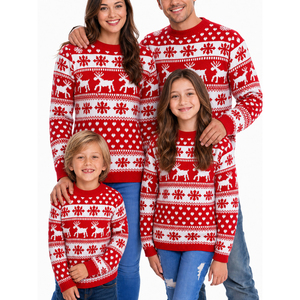 Suéter Navideño Familiar Fiacafyo, Divertido y Original con Diseño de Renos y Copos de Nieve, Tejido, Manga Larga, 100% Poliéster, Transpirable - Product Image 2