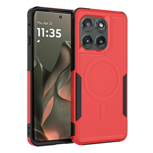 Étui de téléphone portable magnétique deux-en-un pour Moto Edge 60 Pro 5G, coque rigide mate en TPU et PC de couleur unie - Product Image 1