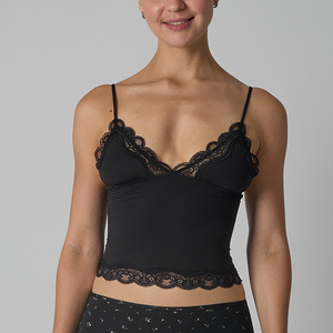 Premium Stretchy <strong>Cami</strong> <strong>Tops</strong> Lightweight Sleeveless Skin-Friendly Sexy <strong>Lace</strong>-<strong>Trimmed</strong> Adjustable Deep V Strap <strong>Lace</strong> <strong>Tops</strong> for Women - Product Image 5