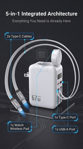 Cargador Rápido Tipo C 5 en 1 Power Eric de 67W con Cable Retráctil para Laptop, Teléfono, Auriculares y Viajes - Product Image 2