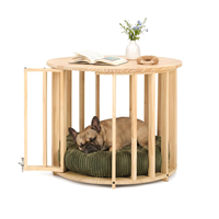 Table basse en bois de qualité supérieure 2-en-1 avec niche pour chien et lit donut intégré