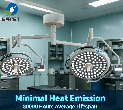 EURVET Veterinary Equipment Veterinary LED Operating Light Ceiling Mount 700 500 LED Head Adjustable Illuminance