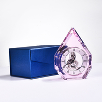Fabriqué à la main De Coupe De Diamant Quartz Horloge De Bureau En Cristal De Souvenir De Mariage